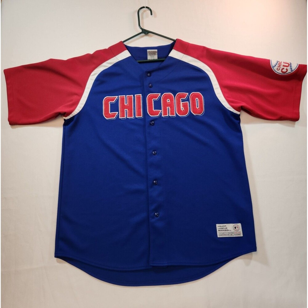 Dynasty Series MLB Chicago Cubs Jersey Shirt Men Size XL 46-48 Logo Button Front
